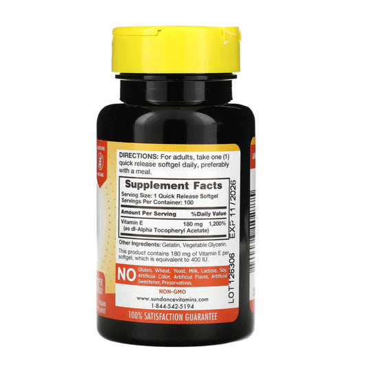 Sundance Vitamin E 180mg ( 400 IU ) 100 Softgel