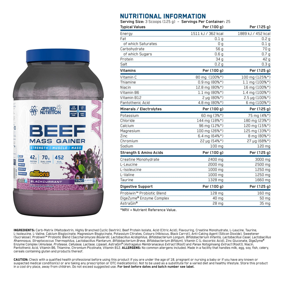 APPLIED NUTRITION BEEF MASS GAINER 3.17 KG