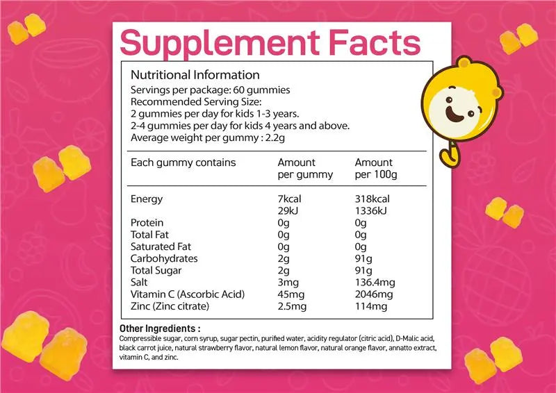 Gumazing Vitamin C + Zinc For Kids 60 Gummies