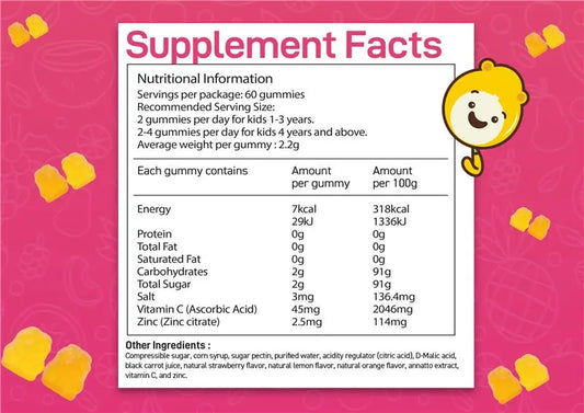 Gumazing Vitamin C + Zinc For Kids 60 Gummies