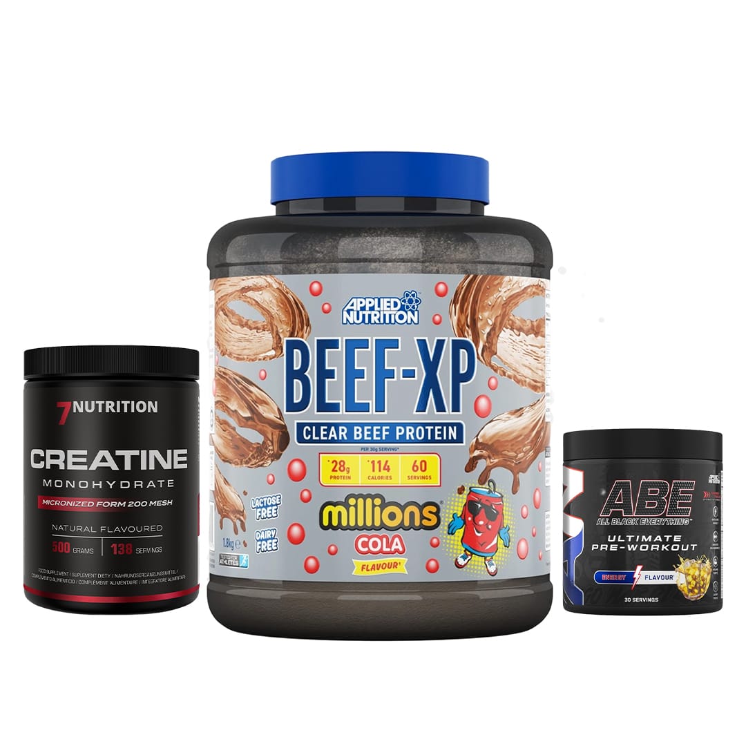 Beef-XP 1.8kg + ABE Pre Workout 30 SERV + 7 Nutrition Creatine 100 serv  ( Combo )
