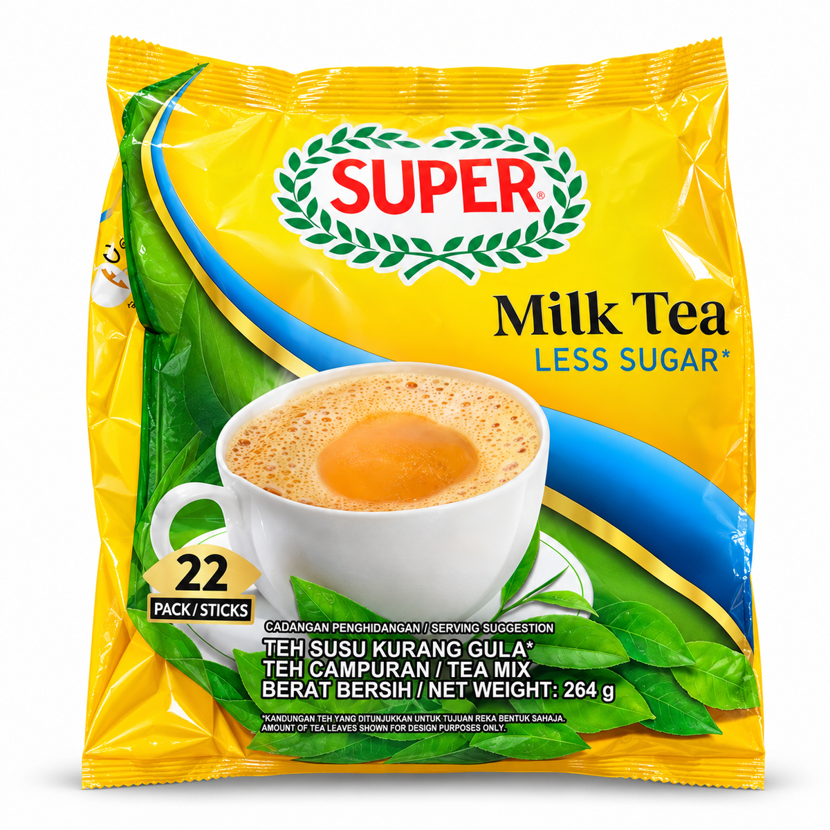 SUPER Milk Tea Less Sugar 22 Sticks 264g
